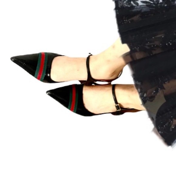 Gucci heels pumps sandals sling ankle strap designer luxury sz 10 C authentic - Picture 2 of 10